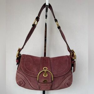 Vintage Coach Burgundy Suede Soho  Shoulder Buckle  Bag